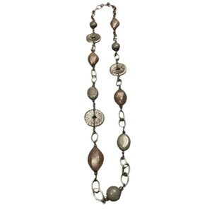 NWOB, silver beaded necklace